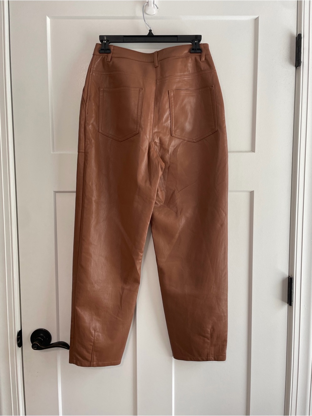 Wilfred Aritzia Cognac Vegan Leather High Rise Utility Straight Leg Pants 4 - Picture 9 of 11